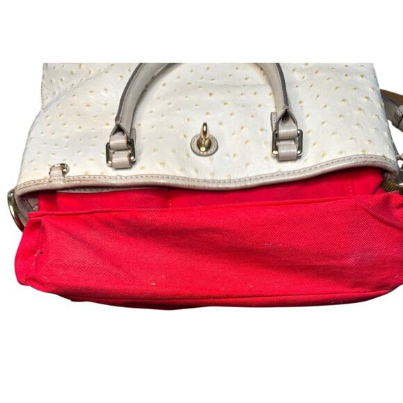 Dooney and Bourke Ostrich Shoulder or Handbag White Taupe Leather - Picture 10 of 16